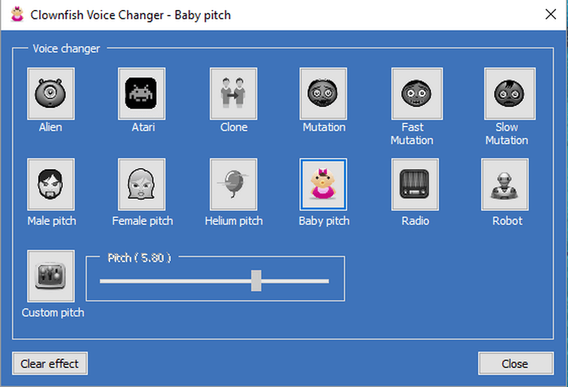 Interfejs Clownfish Voice Changer - kolejny darmowy zmieniacz głosu mikrofonu