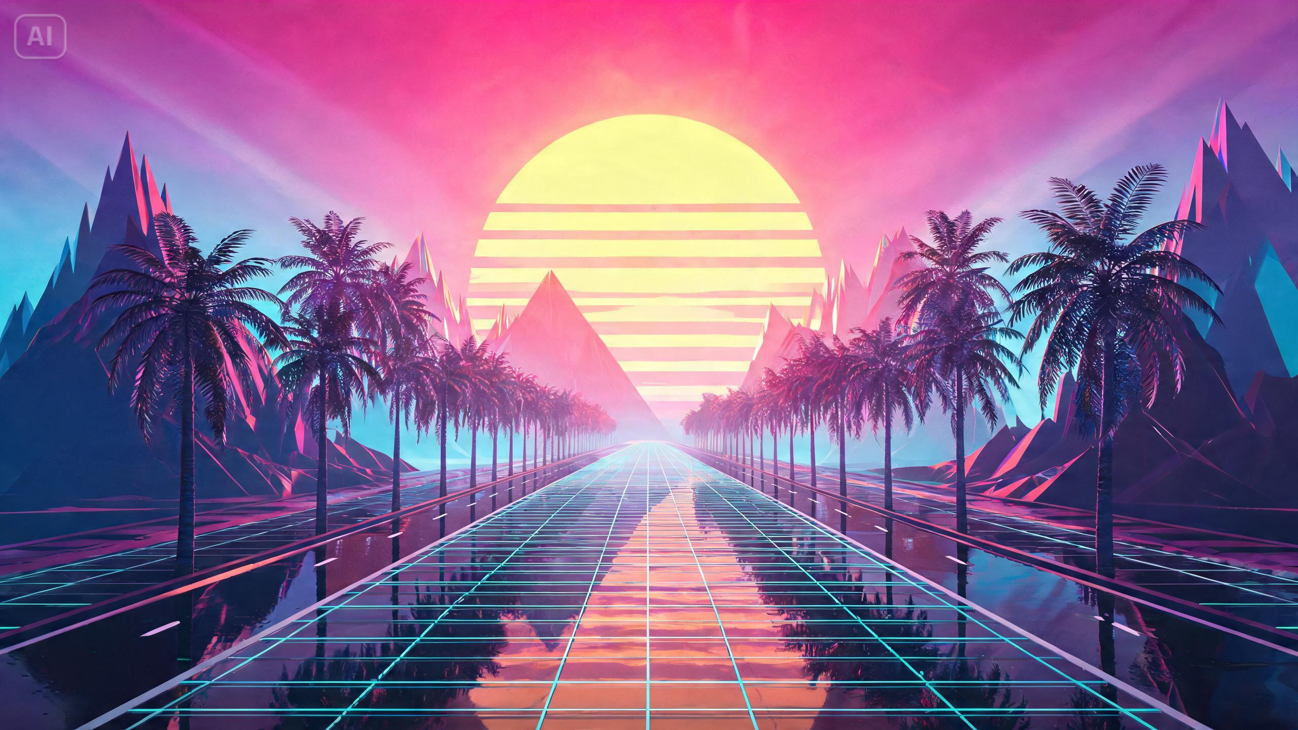 Prompt for a neon highway