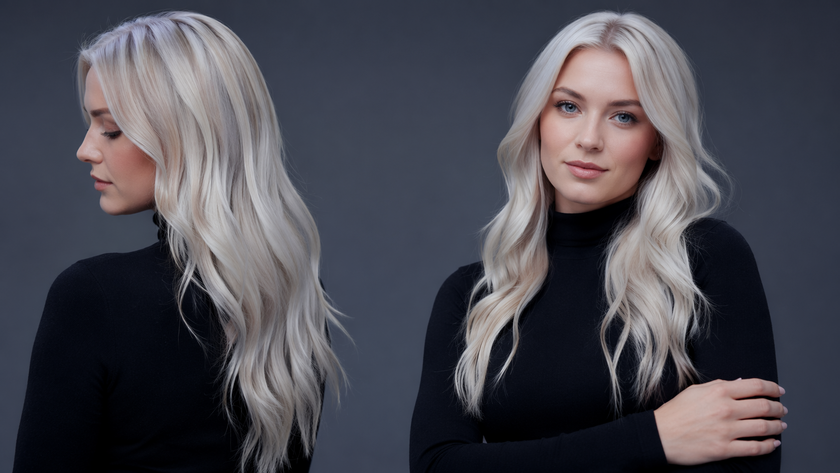 Dreamina Hair Color Prompts prompt example 3: Icy Blonde Editorial