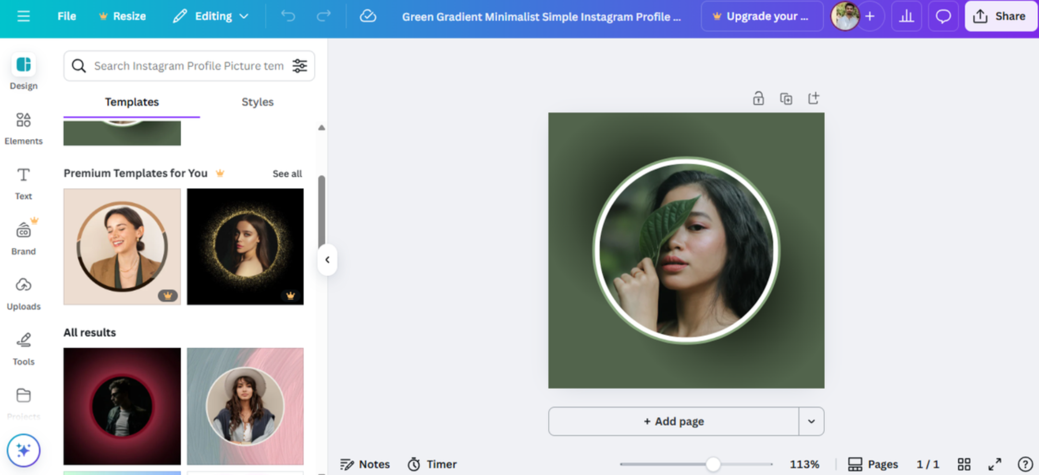 Canva - editor profil Instagram yang paling mudah