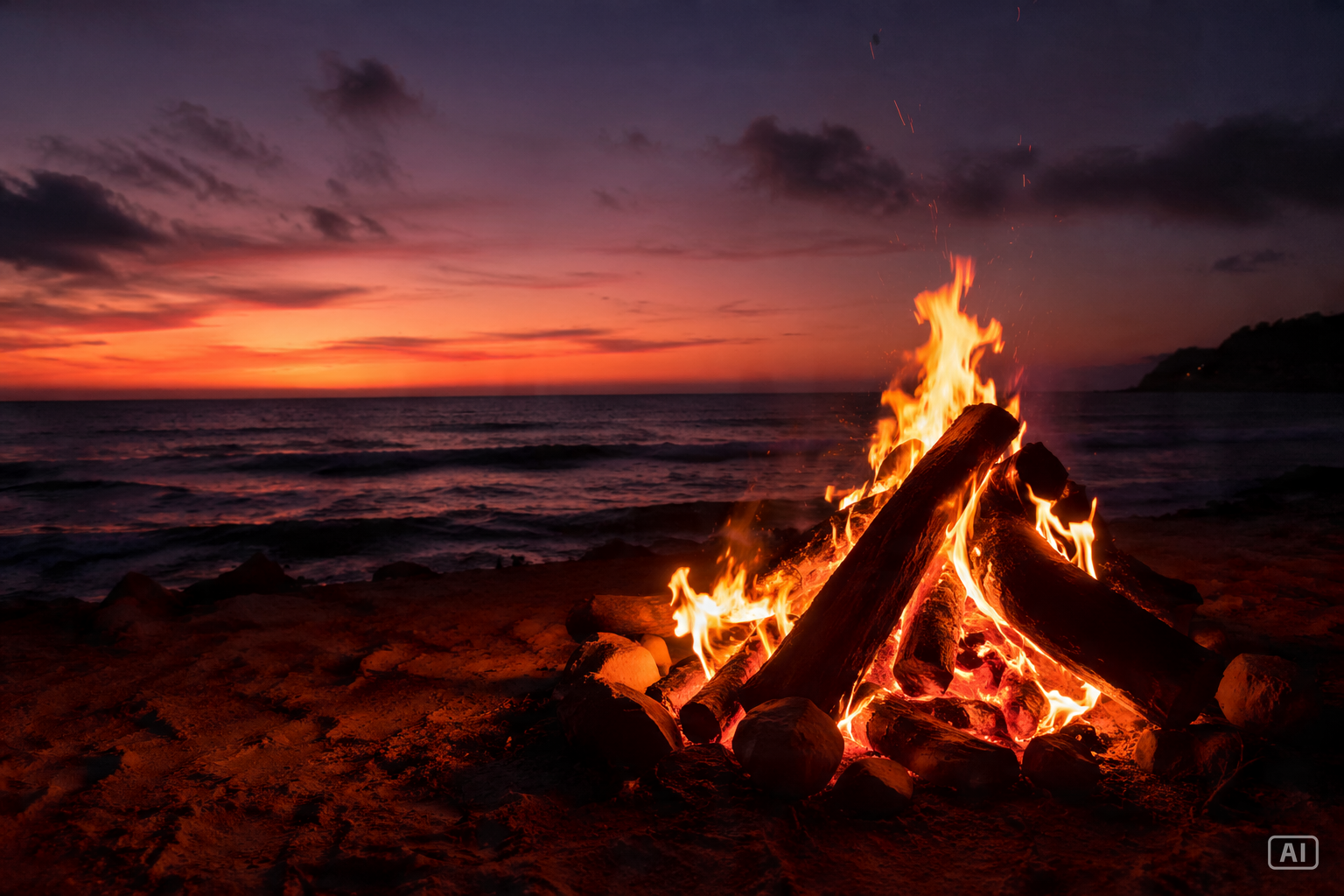 Beach bonfire wallpaper generated by Pippit