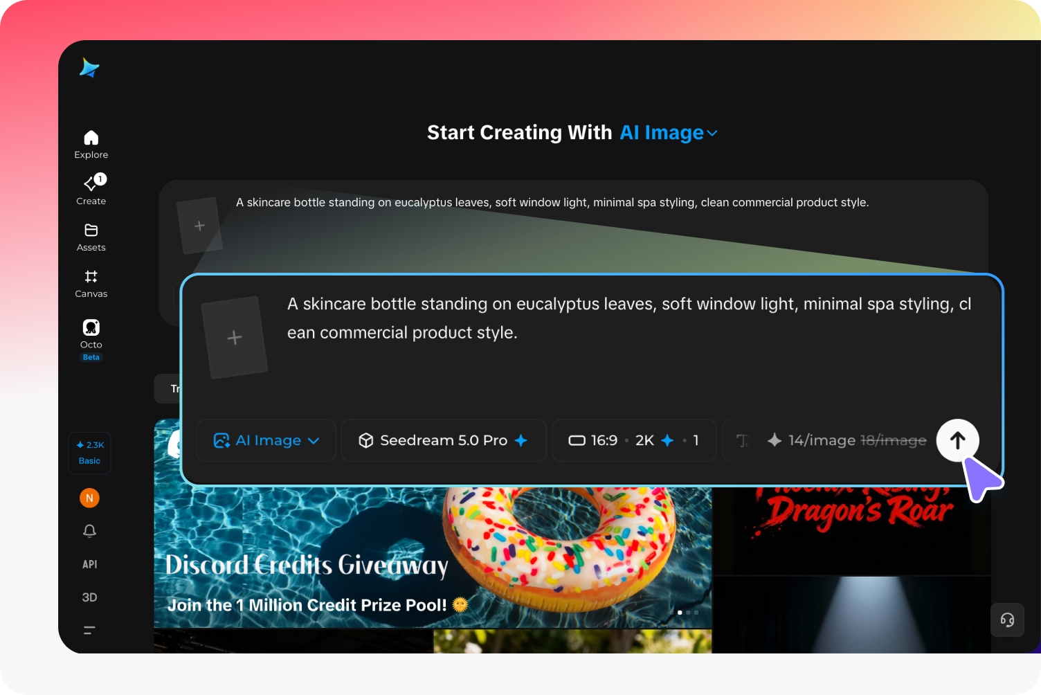 Write your prompt and generate an image