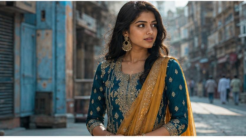 Traditional Outfit Beautiful Photo Prompt For Girls example 6