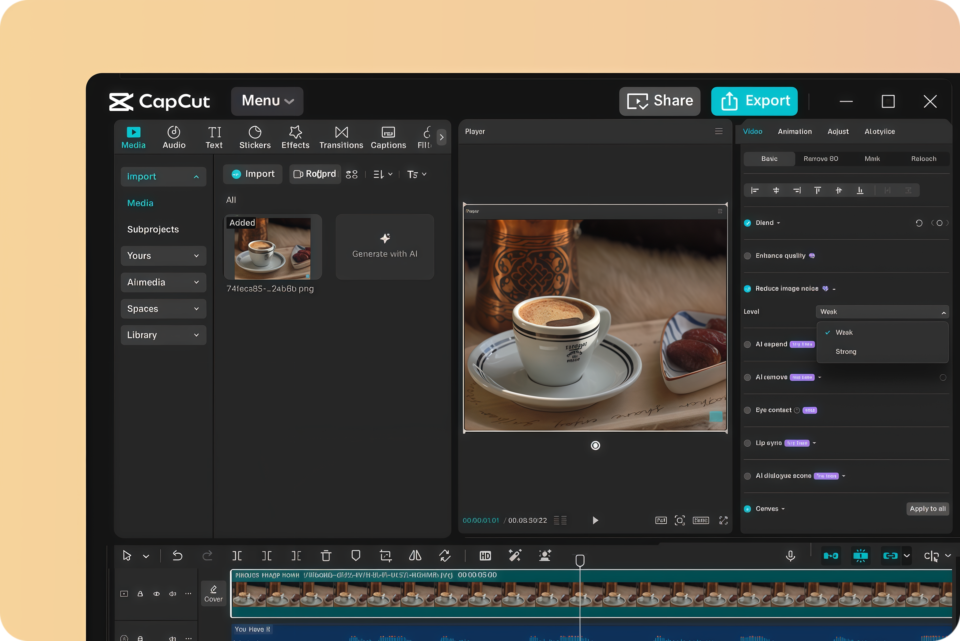 ลดเสียงรบกวนในวิดีโอด้วย AI ใน CapCut