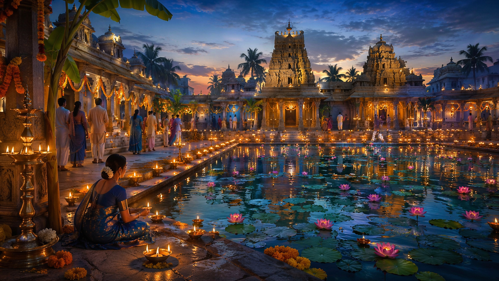Dreamina Devshayani Ekadashi AI uppmanar snabbt exempel 2: Lotus Festival Glow