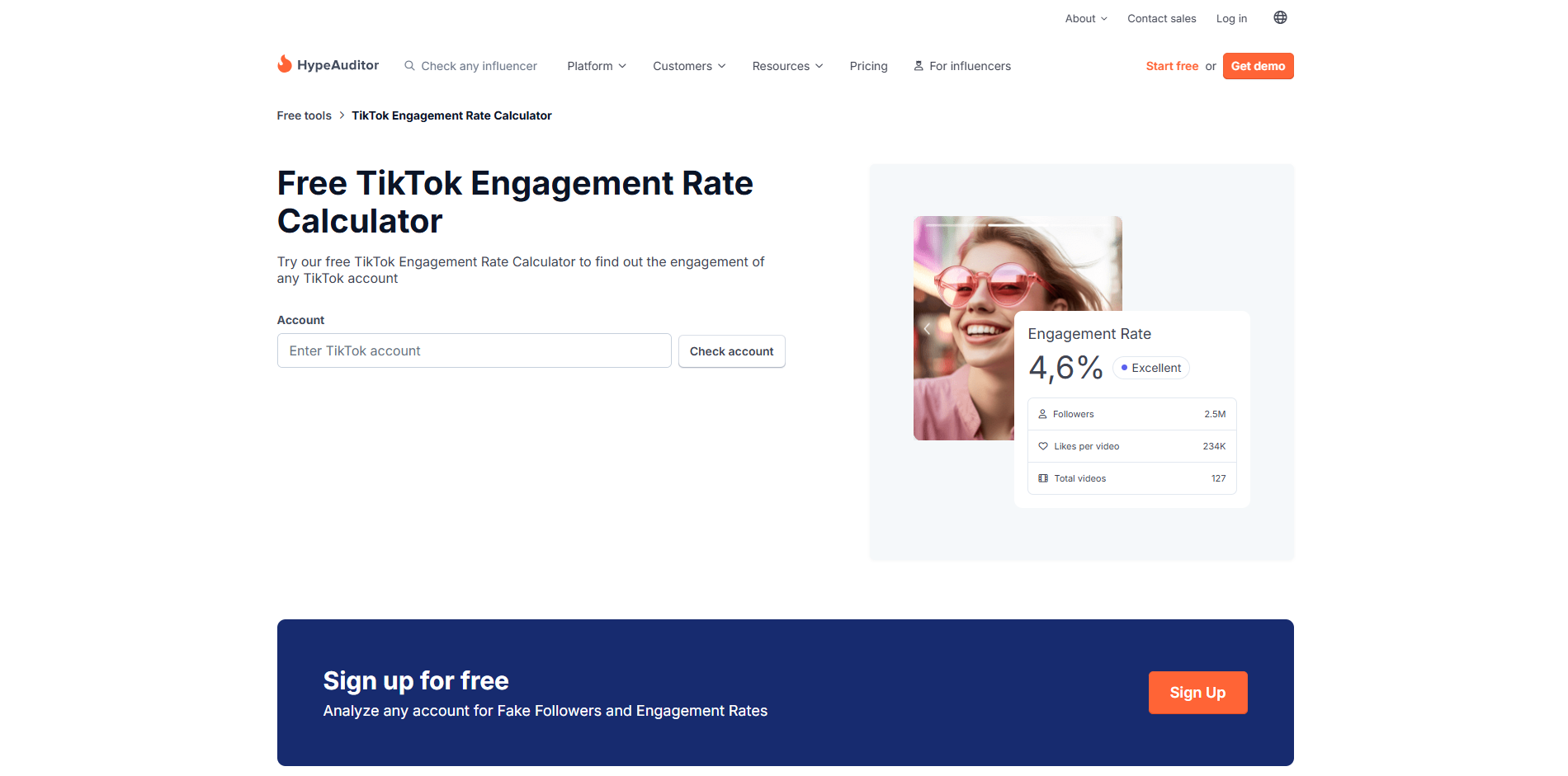 อินเทอร์เฟซของ HypeAuditor - วิธีง่ายๆ ในการคำนวณอัตราการมีส่วนร่วมของ TikTok