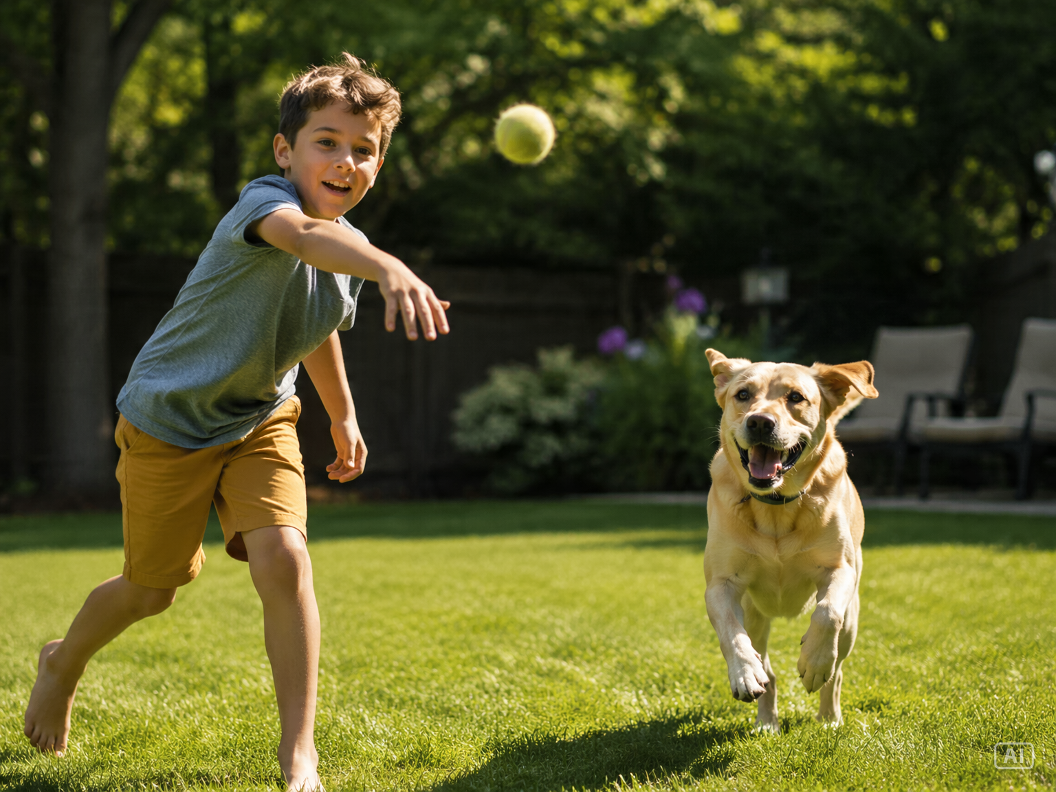 Backyard fetch with dog generated by Pippit