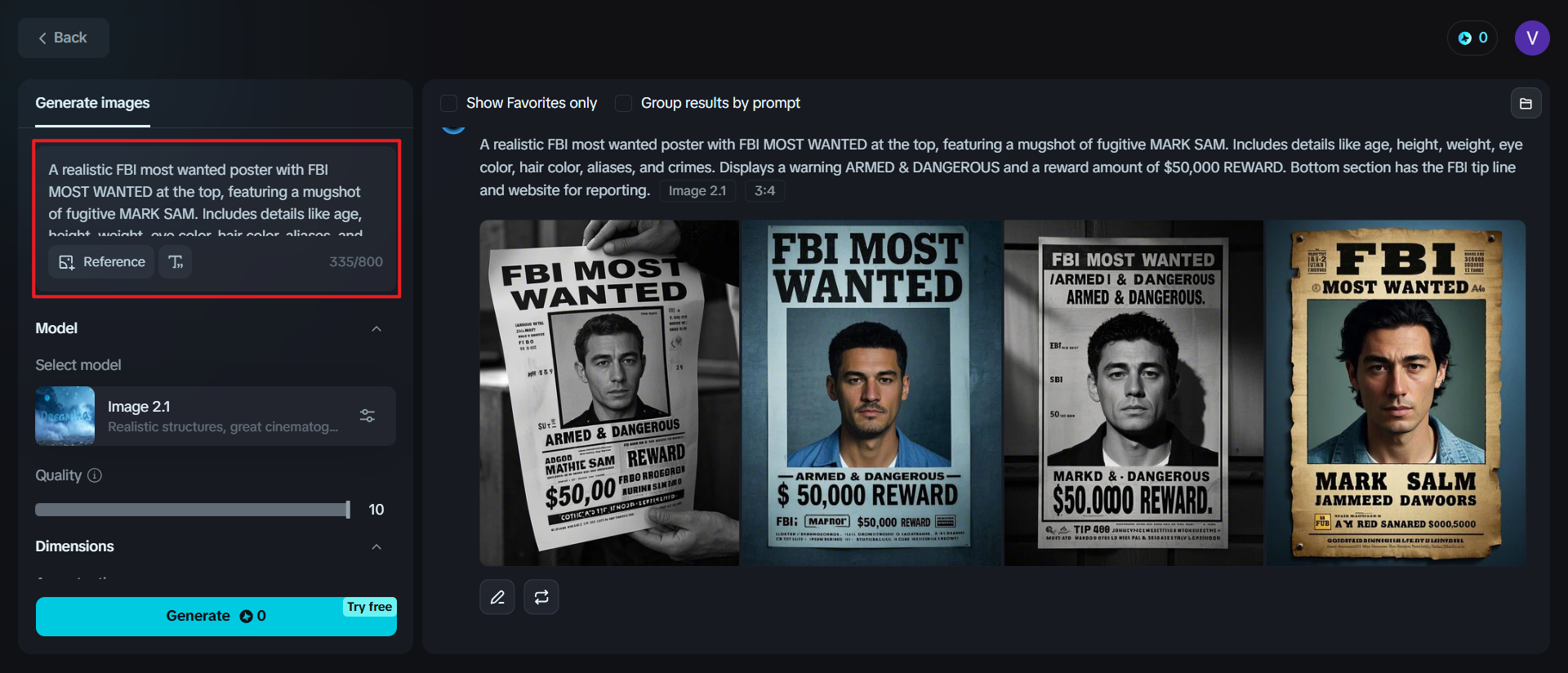 Plantilla de los más buscados del FBI