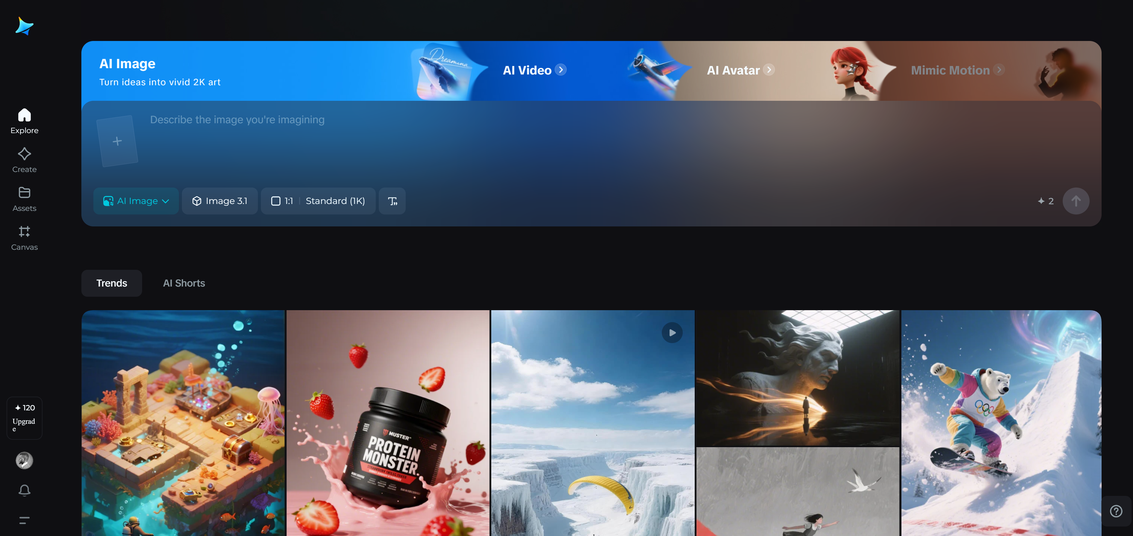 Homepage di Dreamina AI