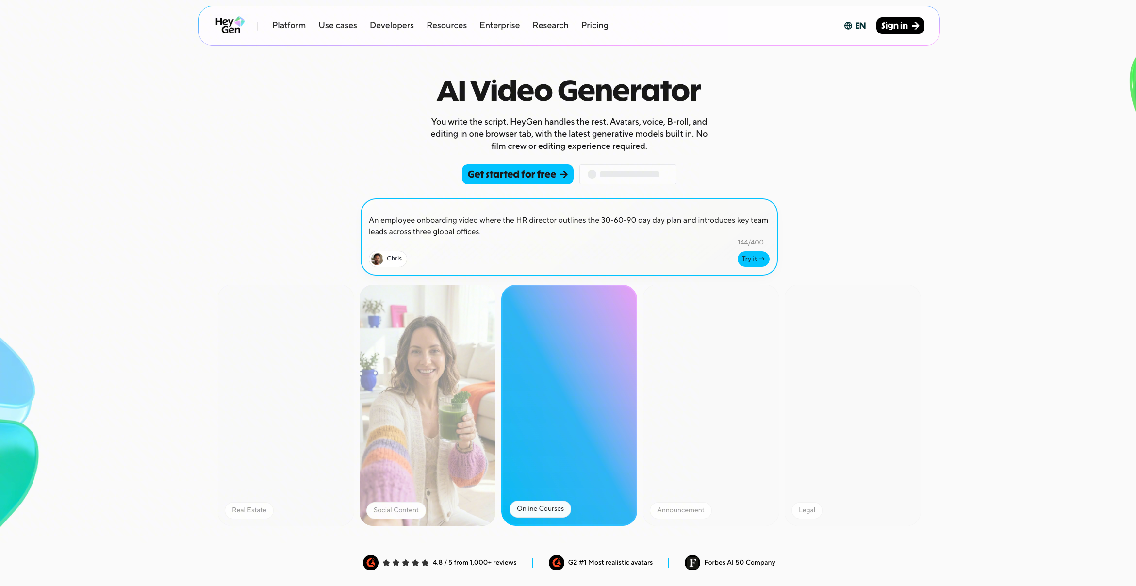5. HeyGen — best for AI-hosted YouTube channels