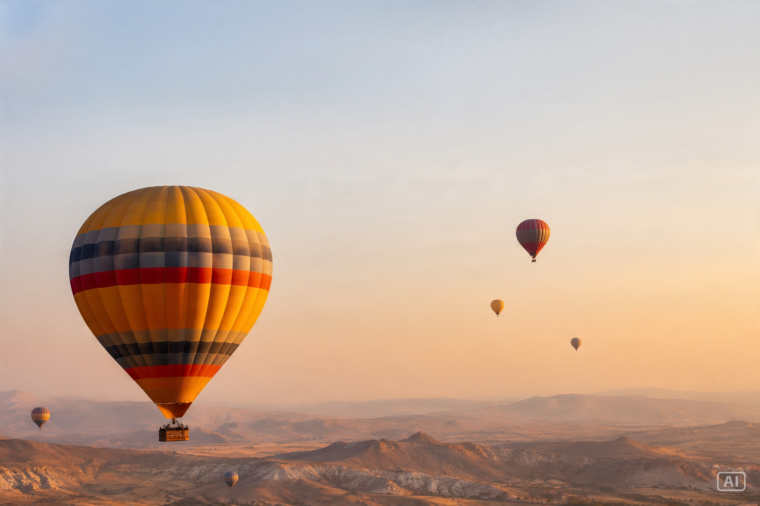 Hot air balloons good morning image generated by Pippit