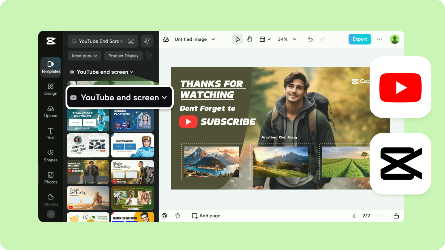 template layar akhir youtube