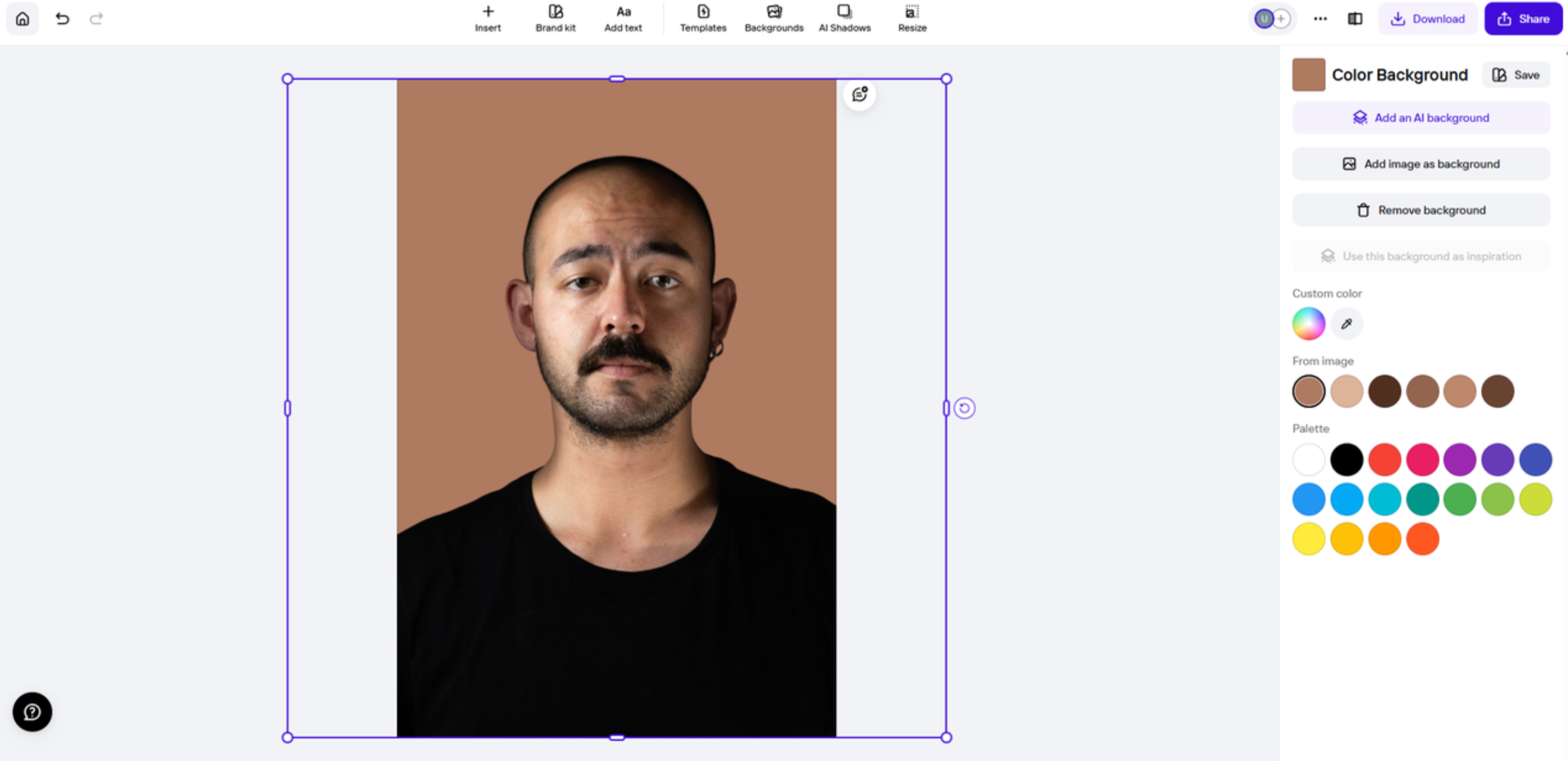 Interface von Photoroom - ein weiterer kostenloser Online-Fotohintergrund-Editor