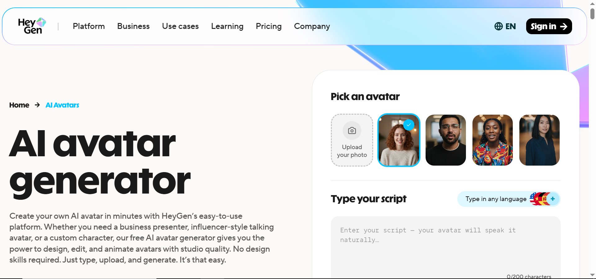 HeyGen homepage