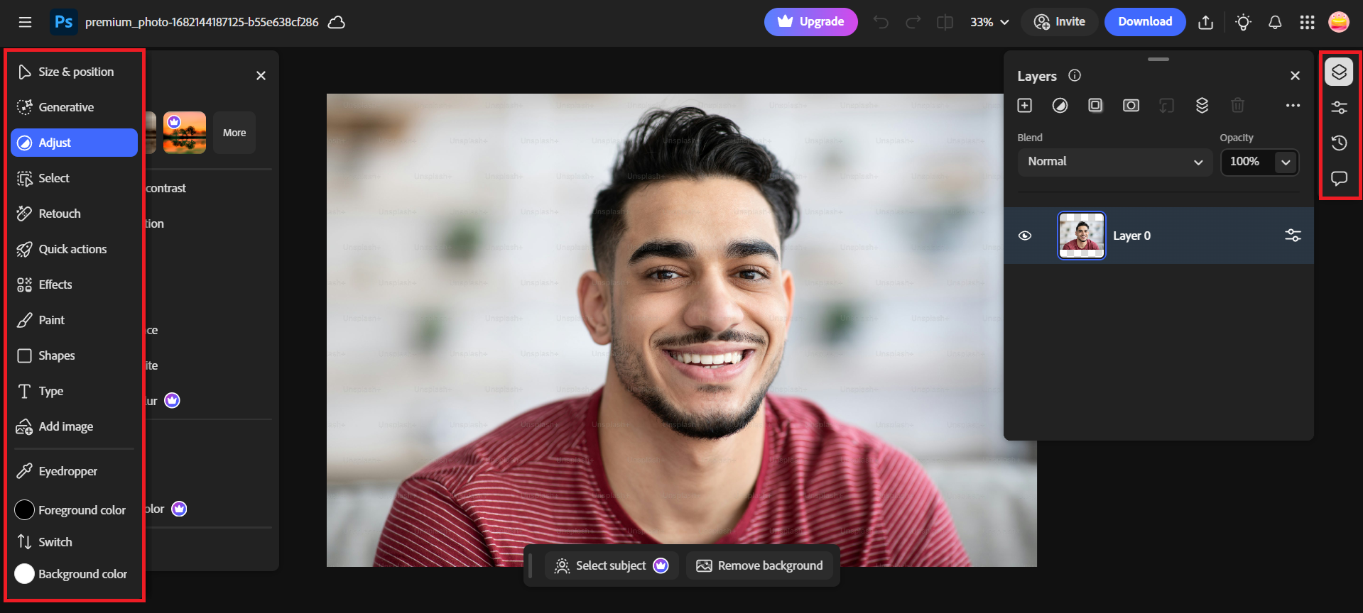 Utilizza le opzioni di modifica di Photoshop.