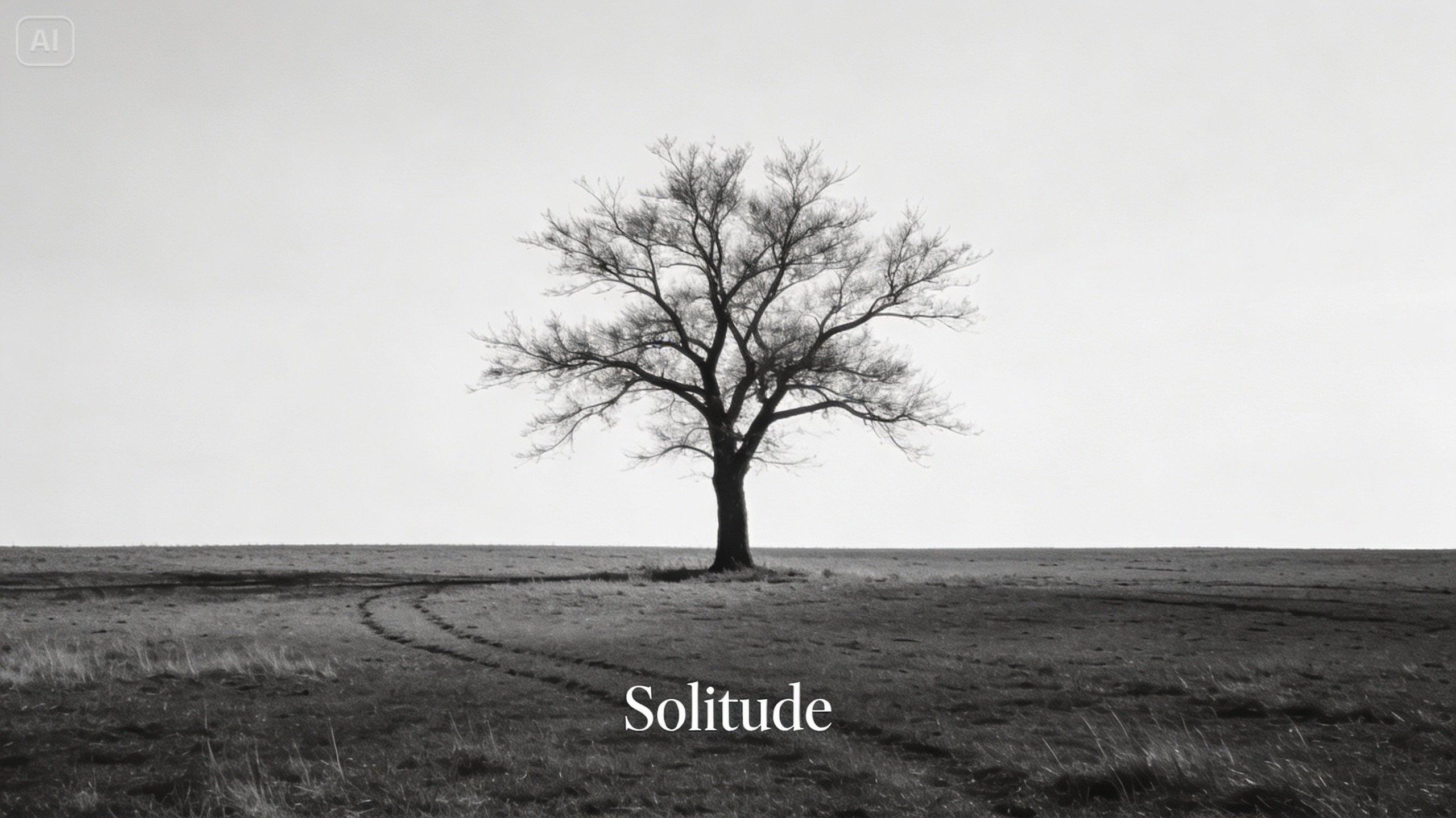 minimalist posters of a solitary tree in an empty field.