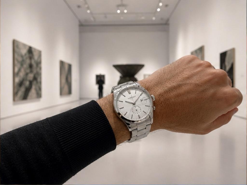 Virtual Watch Try On Video prompt example 2 - Steel bracelet watch