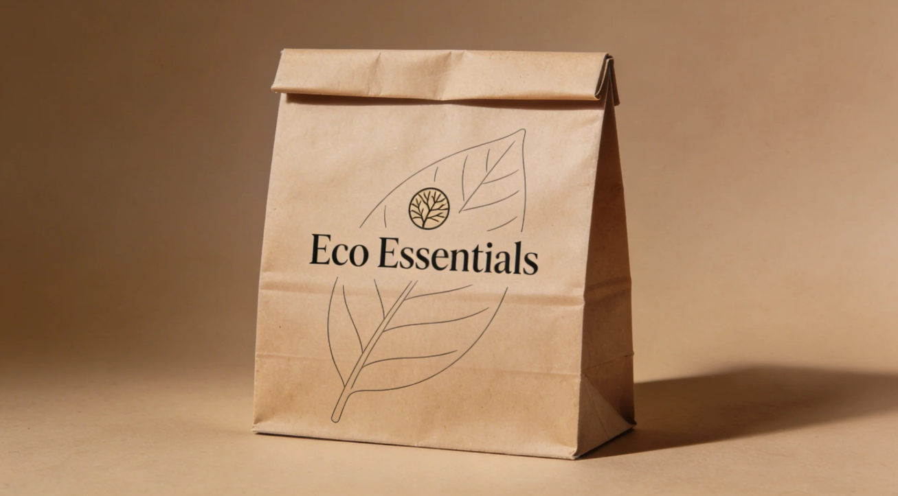 Kraft paper bag mockup image