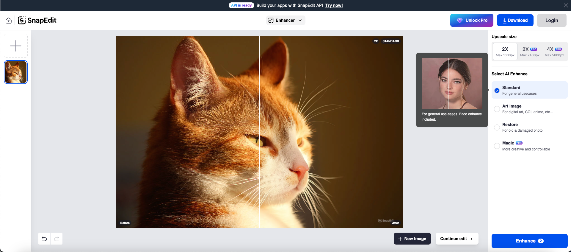 Halaman foto meningkatkan SnapEdit