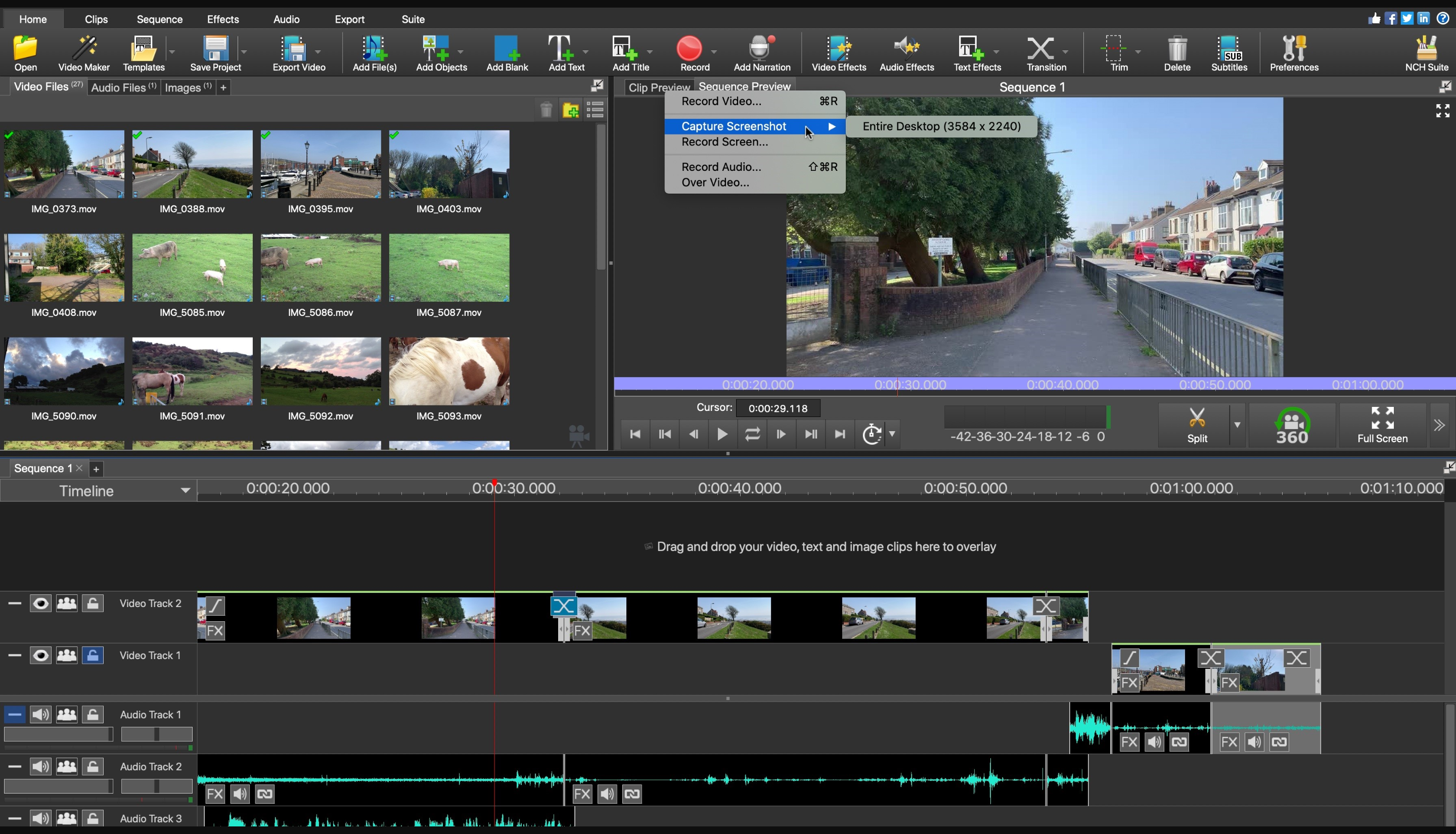 Schnittstelle des VideoPad-Videoeditors