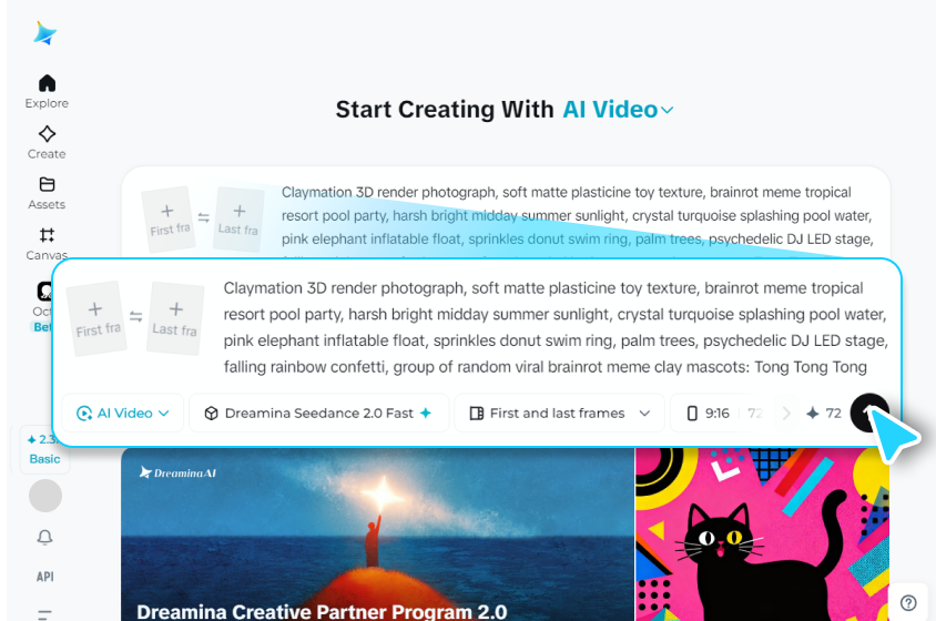 Open the video generator and write your prompt
