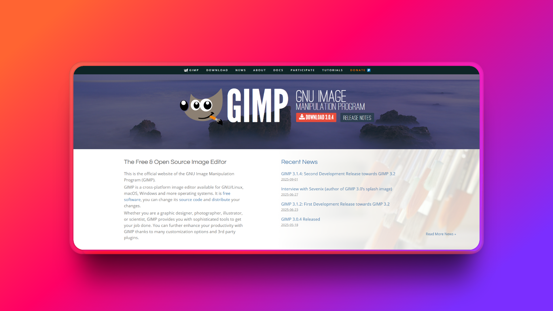Sito web ufficiale di GIMP