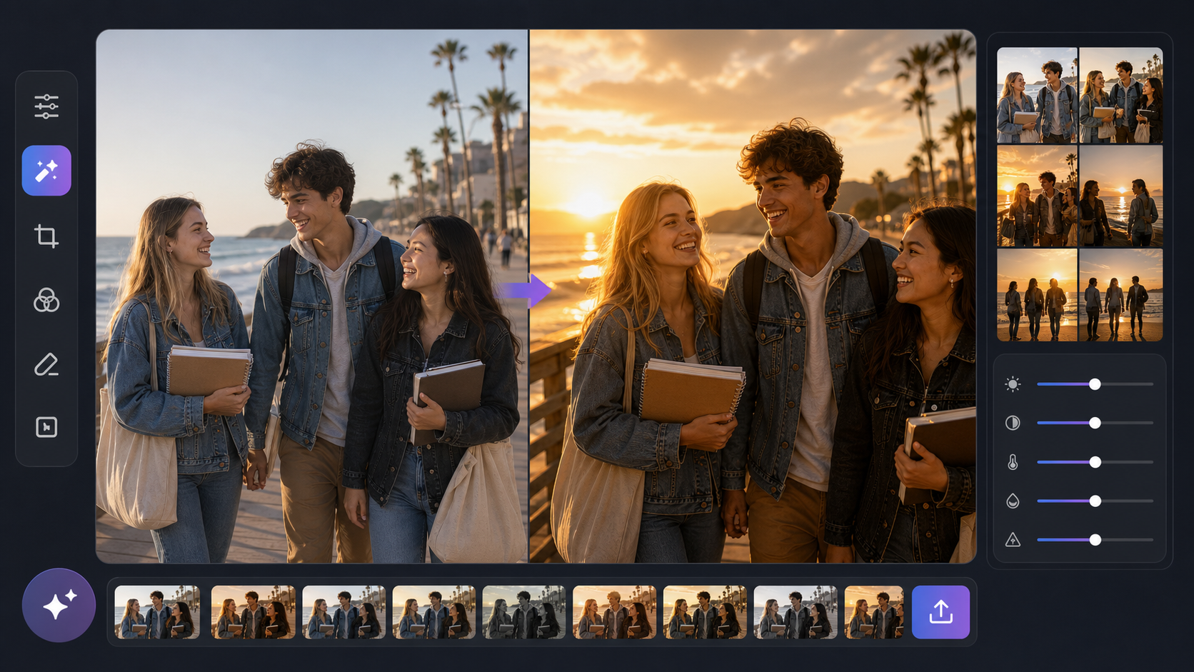 Prompt based beach college photo styling