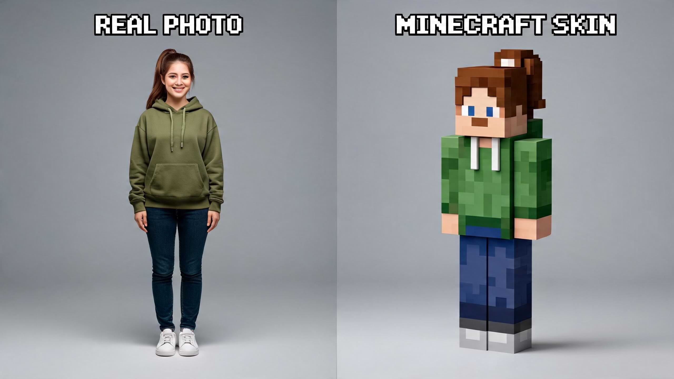Prompt 1: real life image to Minecraft skin