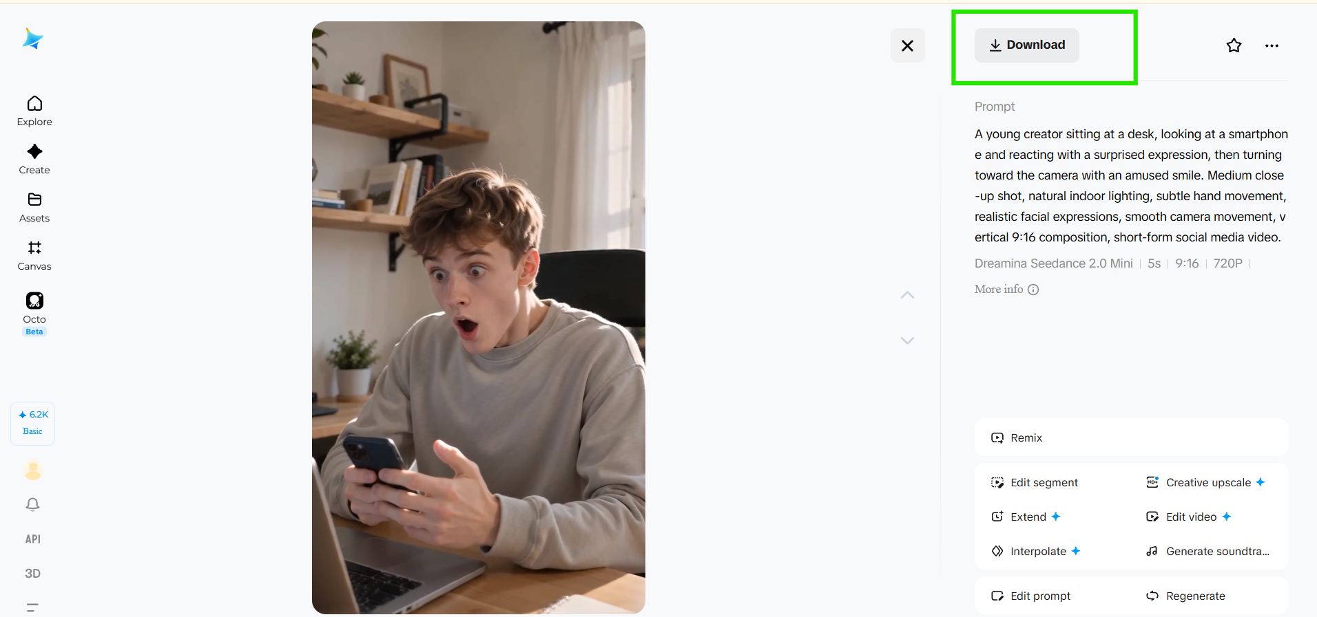 Exporting a finished video clip for TikTok