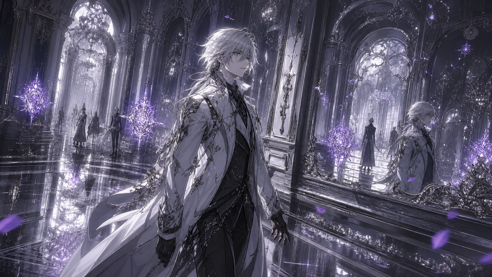 AI Silver Palace-Inspired Character Generator prompt example 3 - Futuristic silver guardian