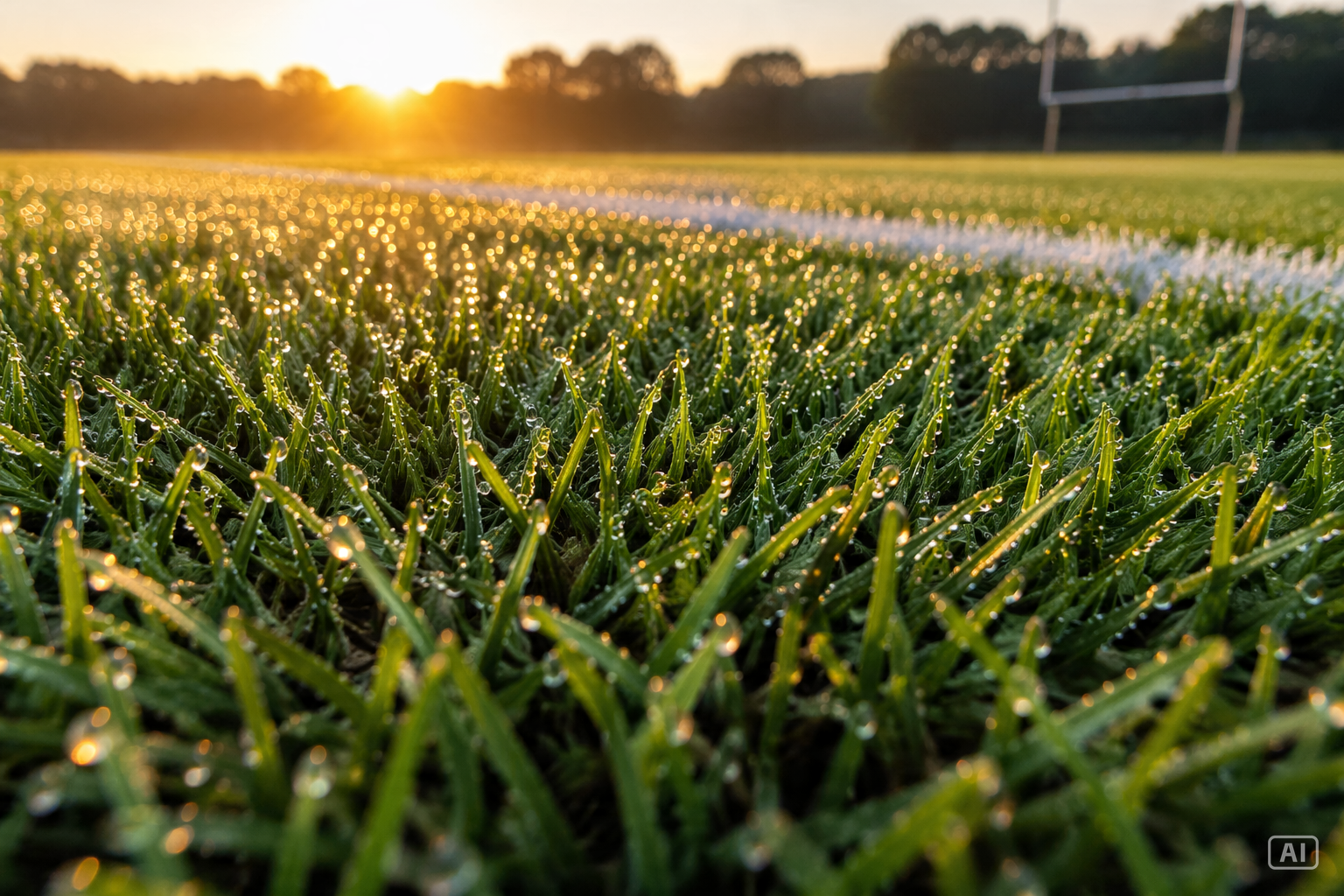 Dew-covered turf wallpaper generated by Pippit