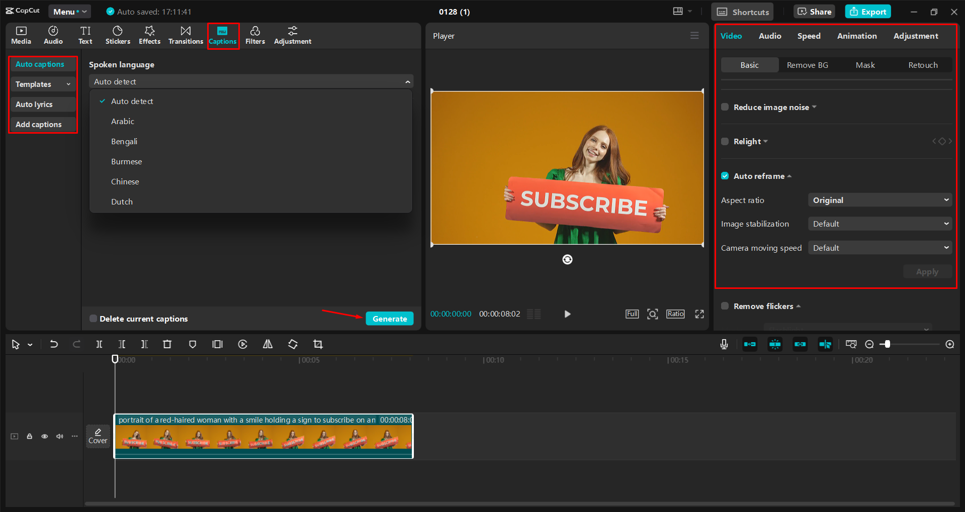 Přizpůsobení cílené reklamy na YouTube v editoru videa CapCut pro stolní počítače