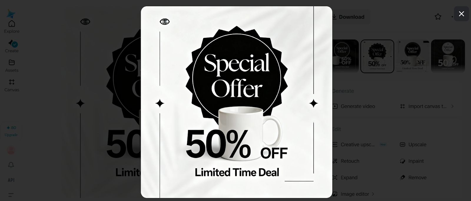Idea per poster sconto: Poster con badge offerta speciale