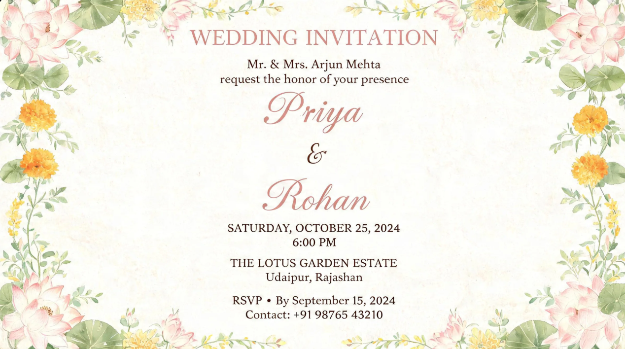 Floral traditional wedding invitations visual