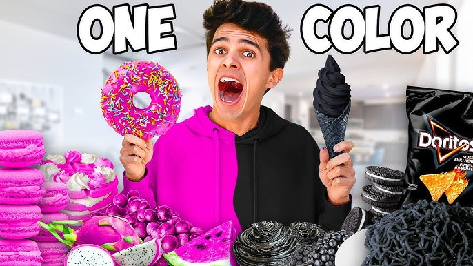 Eat one colour food videos on YouTube