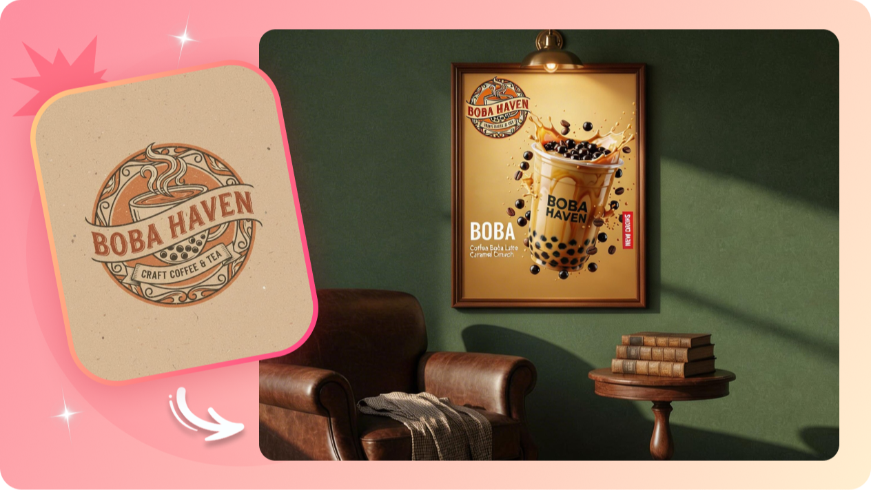 Transformar los logotipos de las marcas en carteles de maquetas fotorrealistas