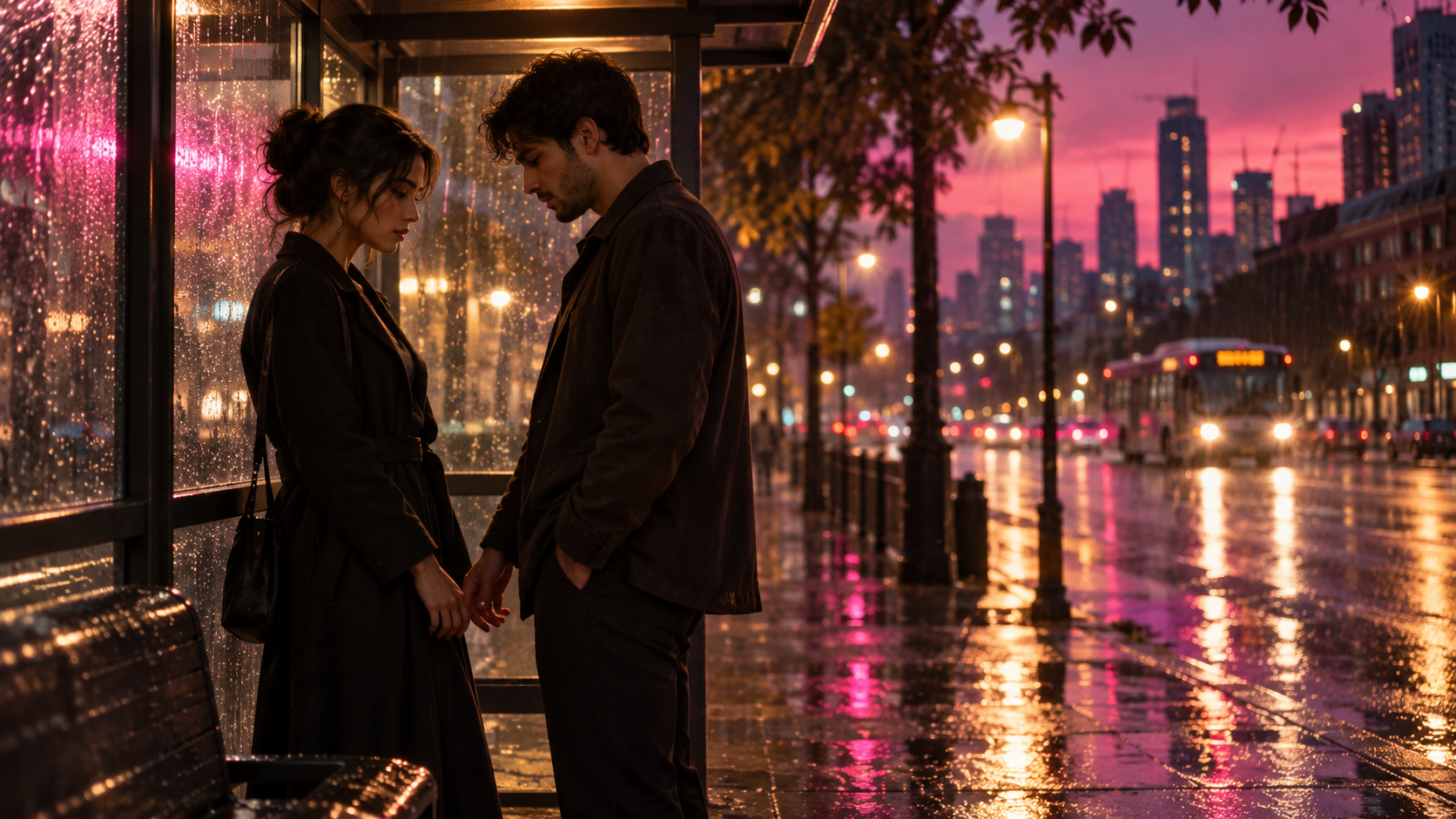 Tera Hun Jaan Le CapCut template: Rainy Bus-Stop Almost Touch