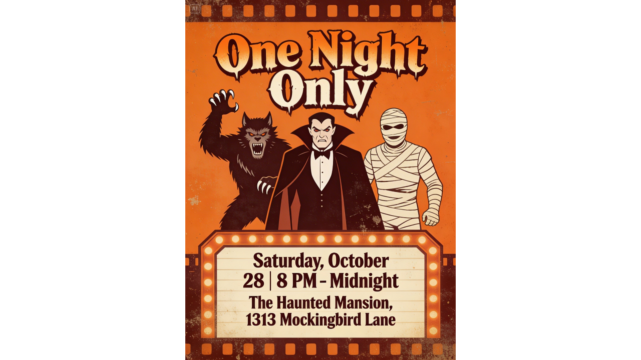 Retro horror movie poster invite