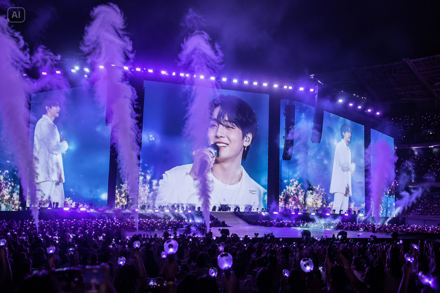 AI K-pop concierto jumbotron indica características