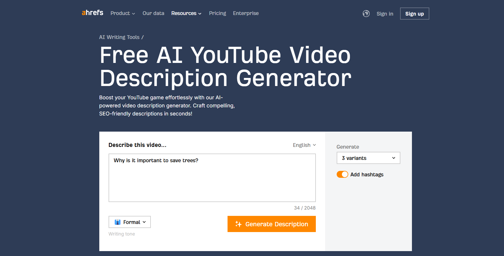Interfaccia di Ahrefs