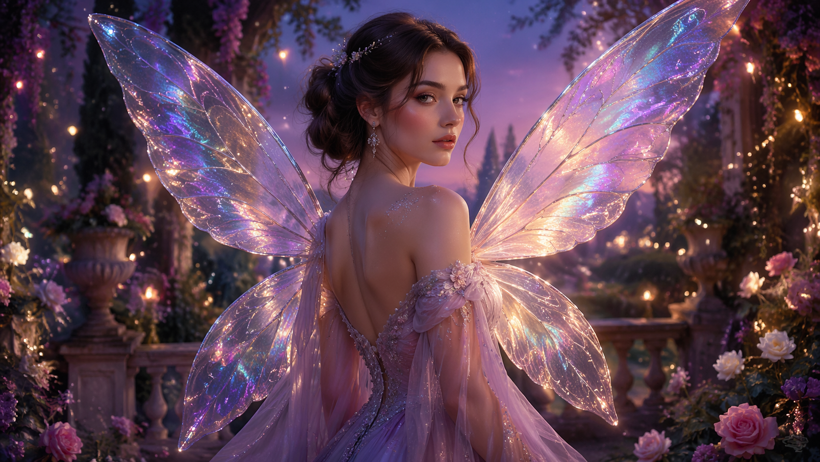 Dreamina add fairy wings to photo prompt example 2: Enchanted Forest Portrait