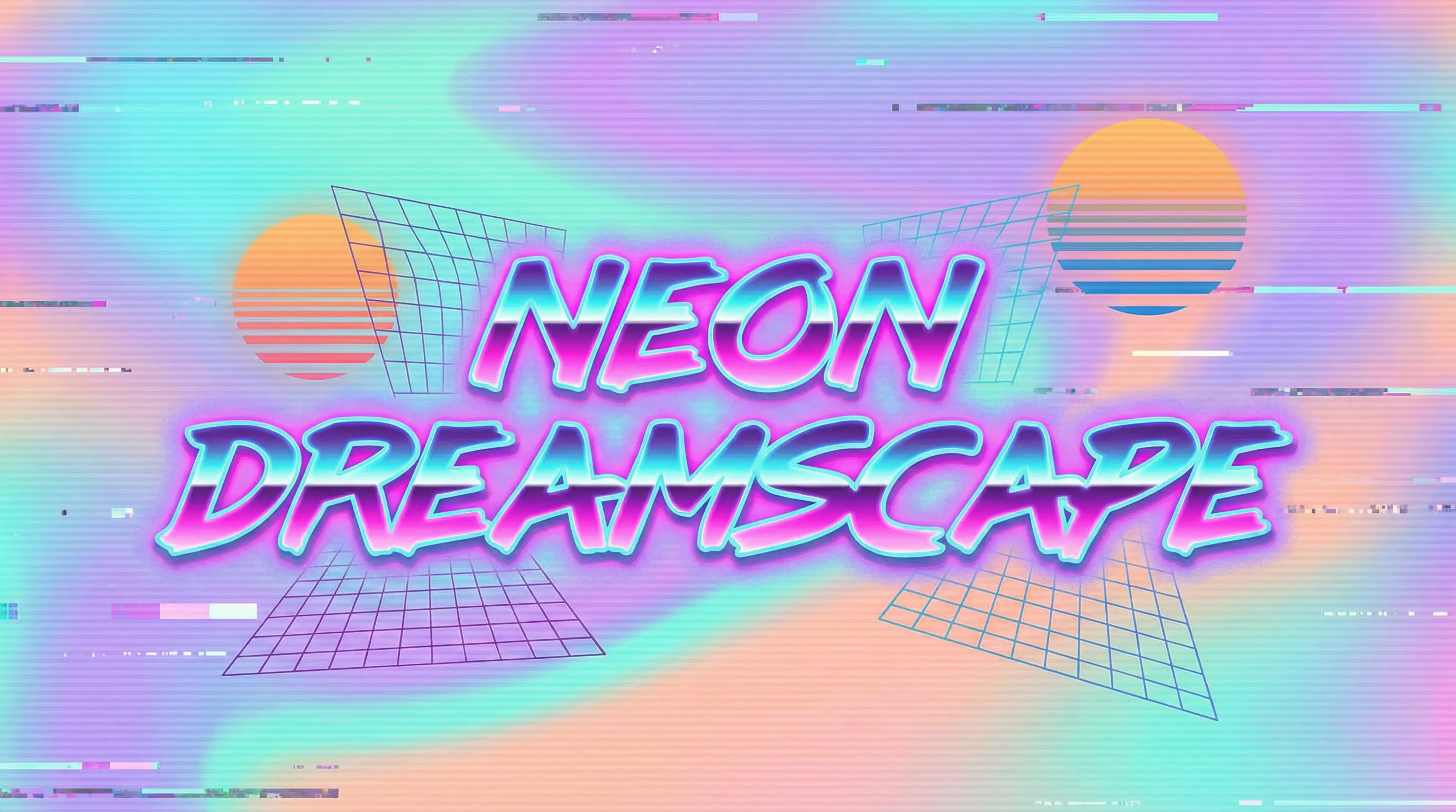 Bold neon text in vaporwave style