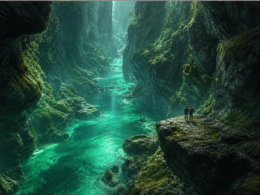 Banana Prompts for AI Image Creation prompt example 4 - Emerald canyon adventure