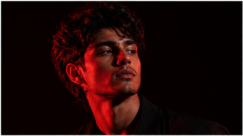 Red Studio Light Photo Prompt example 1