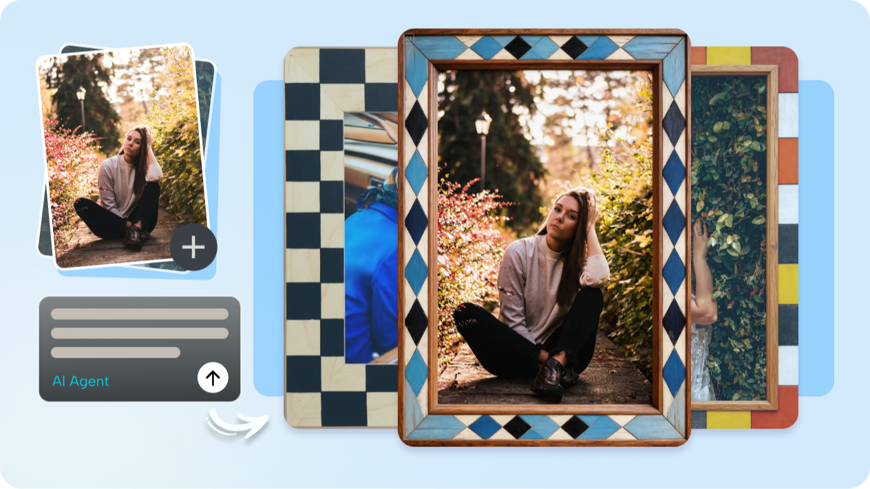 Bingkai keseluruhan foto ditetapkan secara konsisten dengan mod Ejen AI