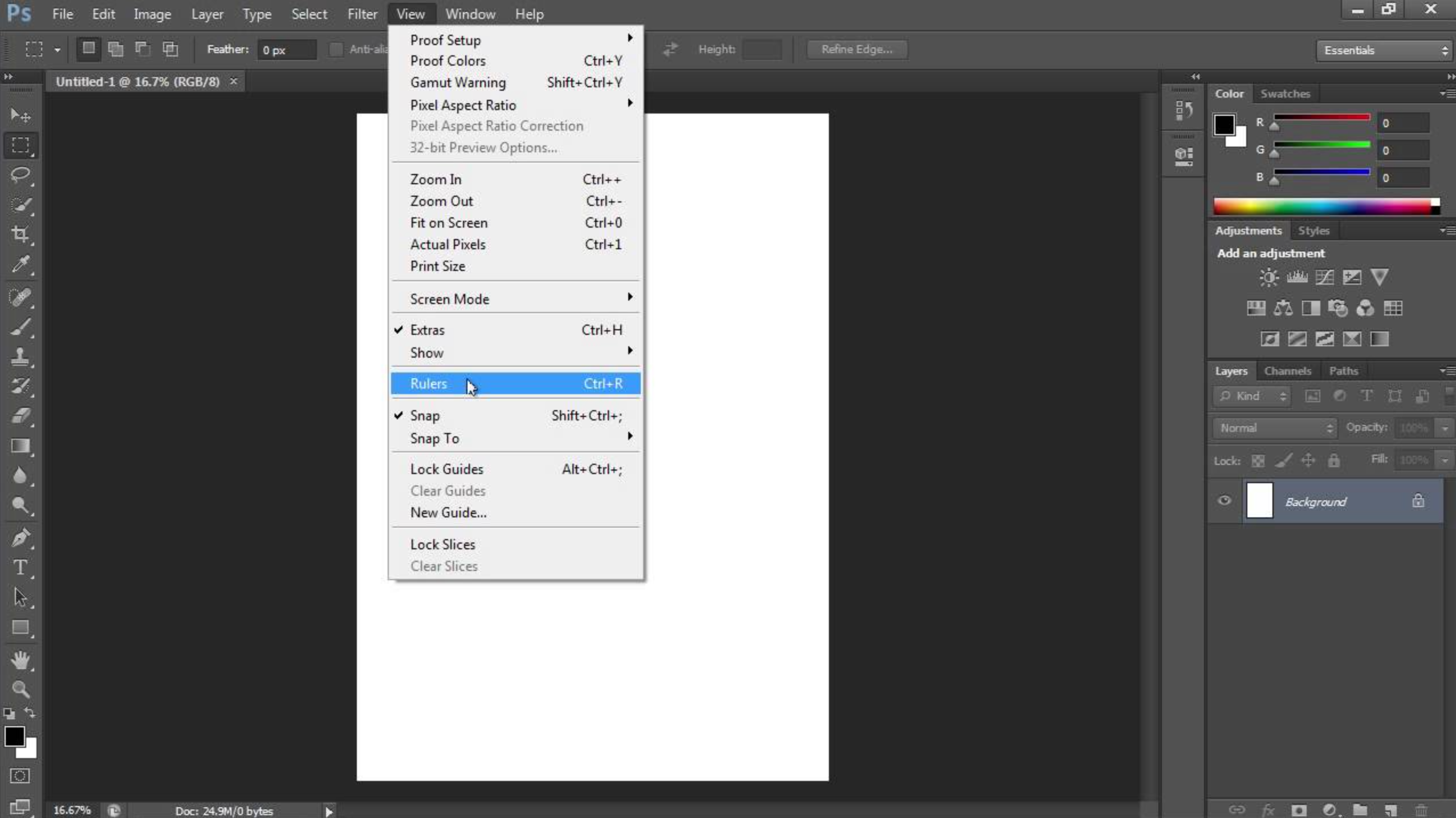 Aggiunta delle guide per i margini di stampa su un biglietto da visita in Photoshop