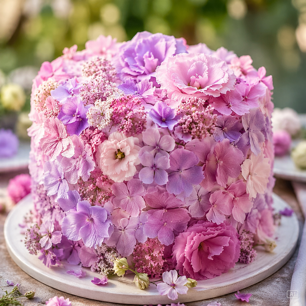 Flower-covered cake image generated by Pippit