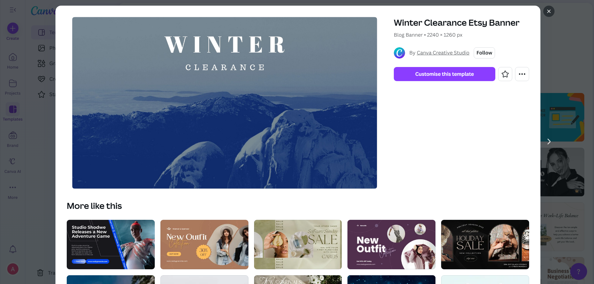 Canva-Blogvorlagen-Oberfläche