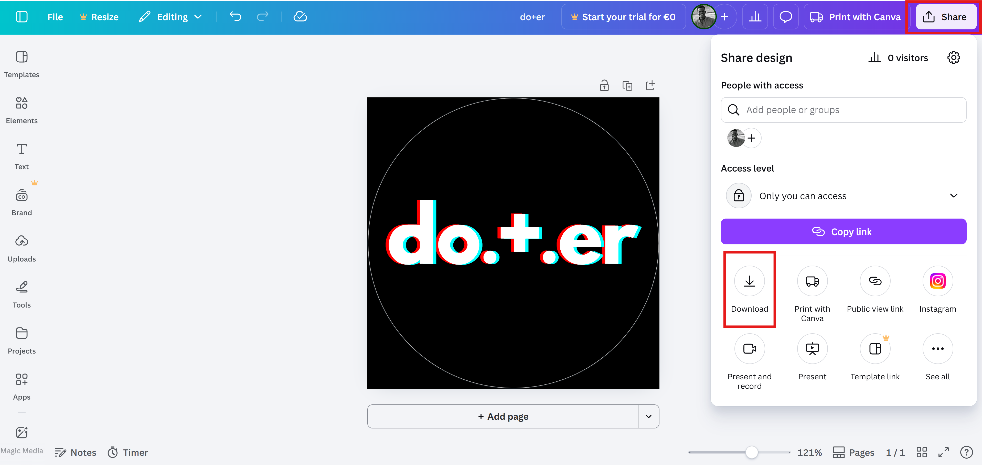 Download uw sticker met canva