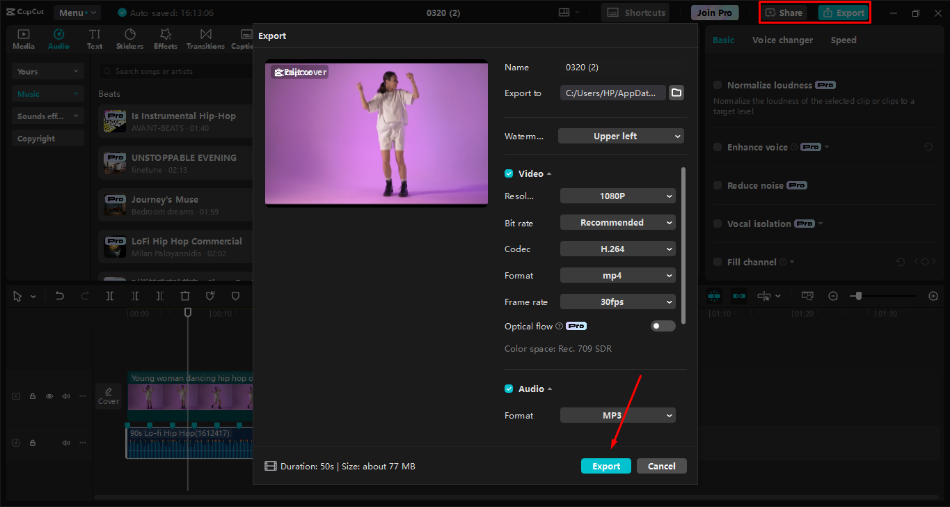 Exporter une vidéo à partir de l' CapCut éditeur vidéo de bureau